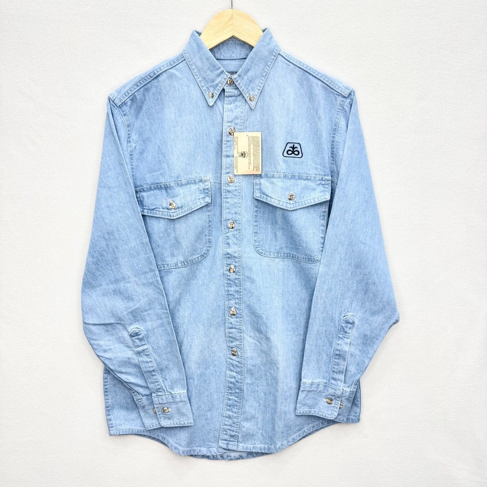 Vintage Bear-Back Guarantee Pioneer Seeds Chambray Work Shirt Small NWT USA Made - Picture 4 of 14